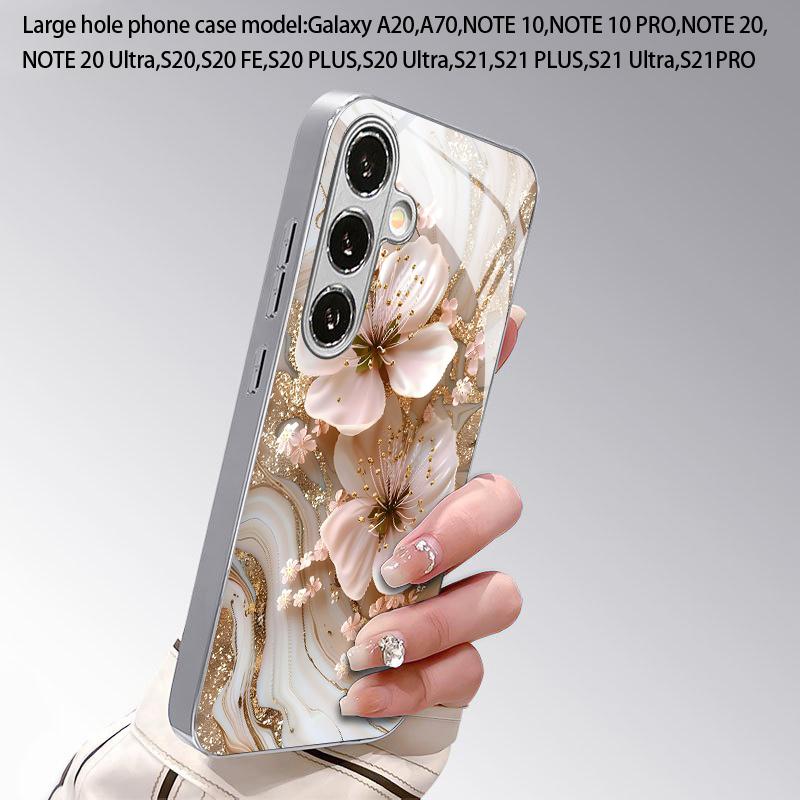 Pink Gold Pattern 2D Phone Case for Samsung S26 S25 S24 S23 S22 S21 S20 A56 A36 A16 - Glass Protective Cover