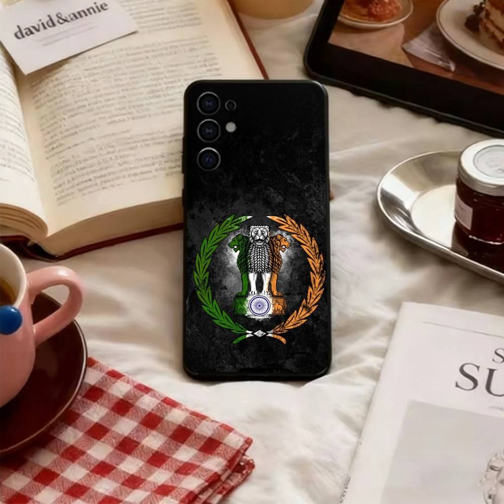 I-Indian National Emble Flag Phone Case For Samsung S25,S24,S21,S22,S23,S30,Ultra,S20,Plus,Fe,Soft Black Cover