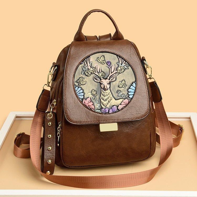 Embroidered Backpack, Lightweight and Multi-functional, Suitable for Travel, Leisure, and Study, Perfect for Students.