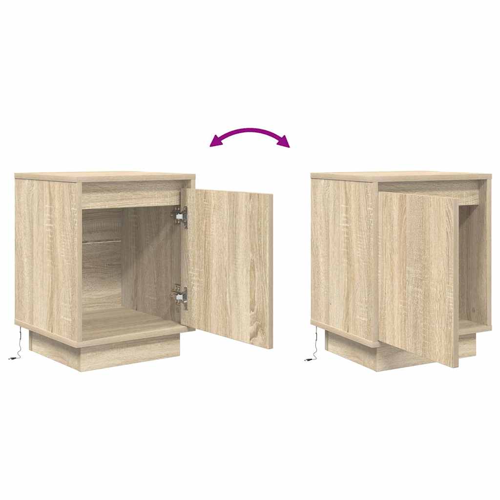 Nightstand with LED Lights Sonoma Oak 38 x 34 x 50 cm