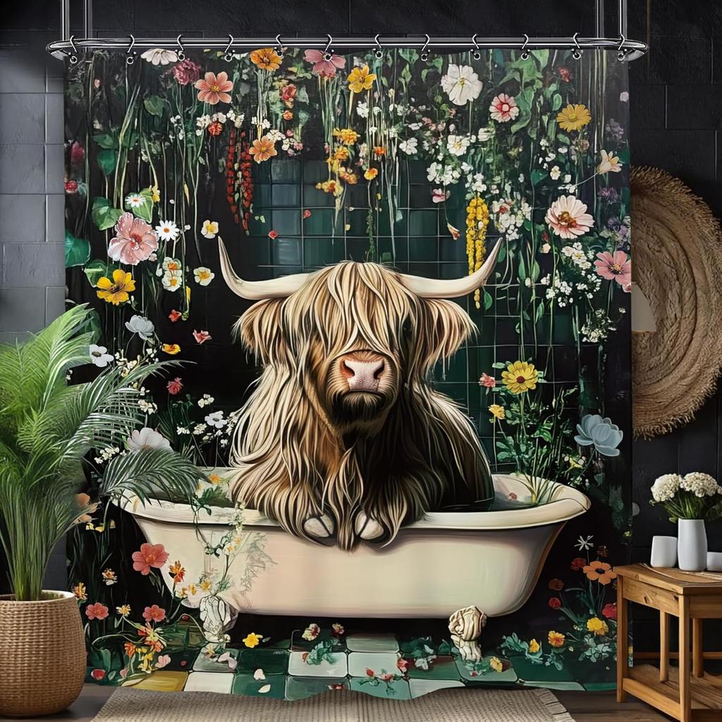 Japanese Samurai Black Cat Bathroom Shower Curtain Cherry Blossom Cool Funny Hilarious Black Polyester Fabric 12 Plastic Hooks