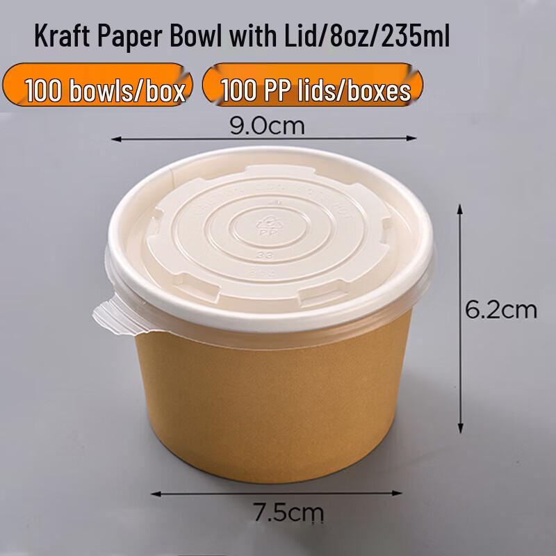 Leivozi Disposable Kraft Paper Takeout Bowls with Lids
