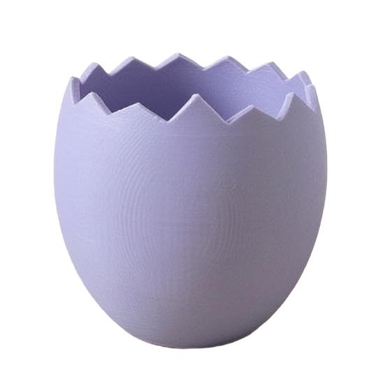 

3D Printed Cracked Egg Planter Creative Eggshell Shape Flowerpot Pen Holder Storage Ornament Macaron Colors for Home Decor Gift фіолетовий