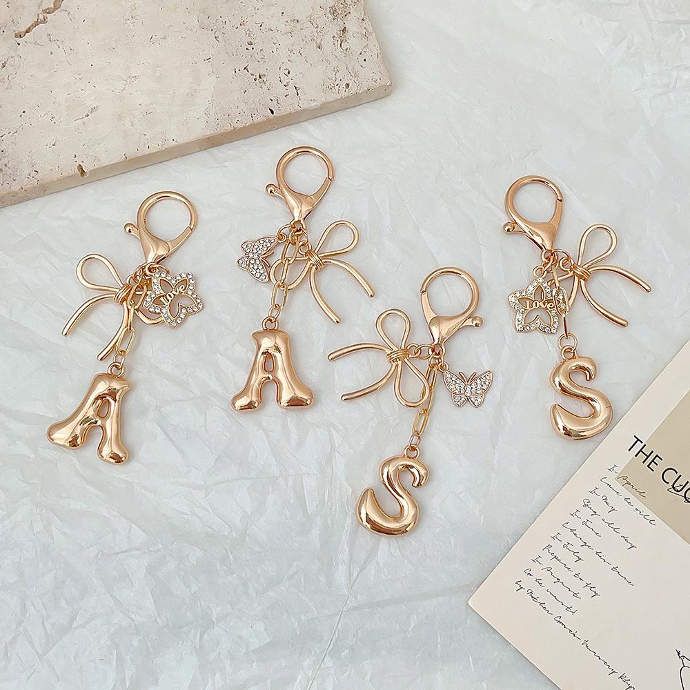 Trendy Butterfly & Love Letter Metal Keychain Pendant