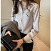 Large Size Vertical Striped Shirt Female Loose Shirt Long-sleeved Bottoming Shirt Tide Vintage Basic Office Casual Women Shirt Comfortable Clothes