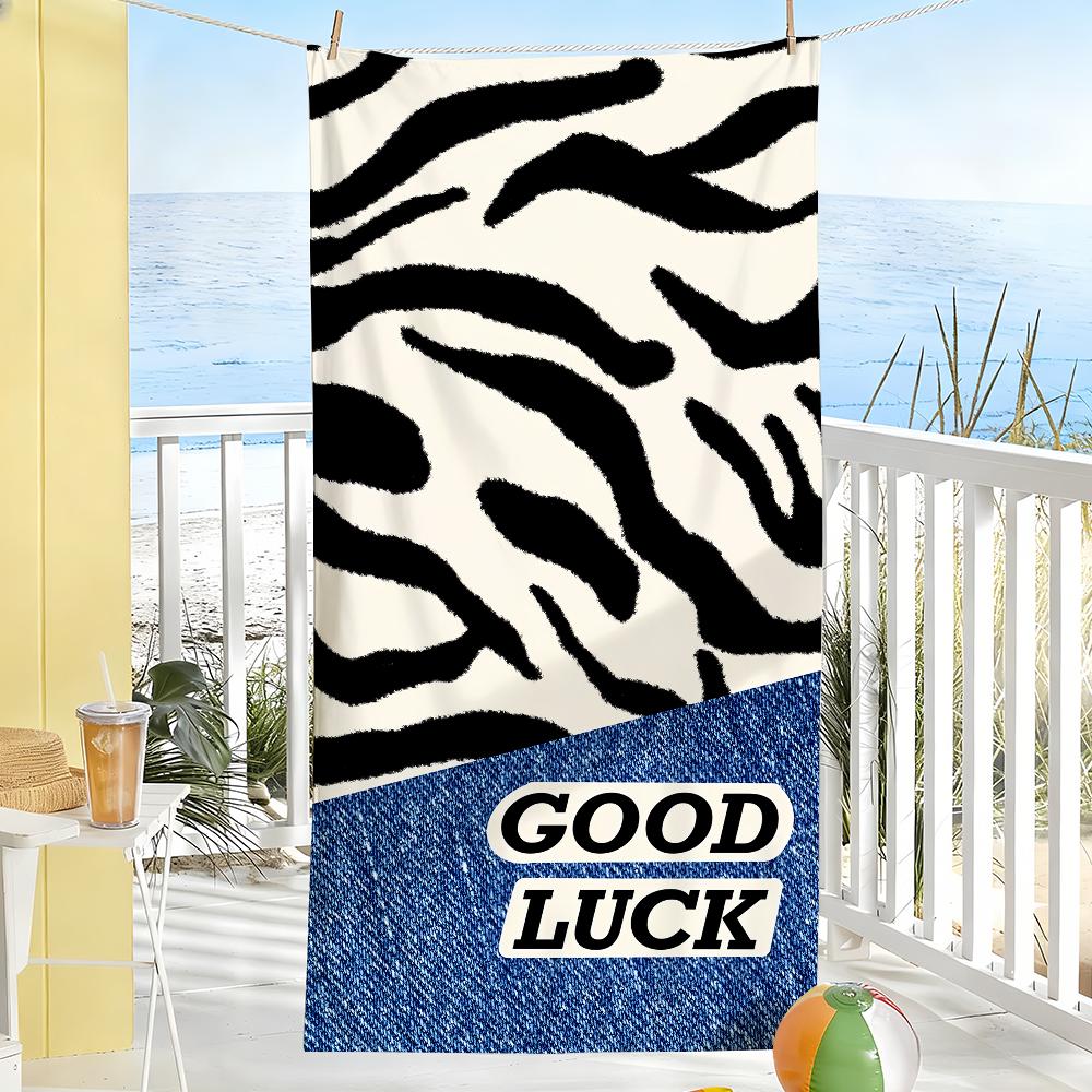 

Y2K Denim Leopard Print Towel Soft Pool Gift For Travel Gym Shower Camping Quick Dry Sports Large Beach Towels W30*H60(CM)