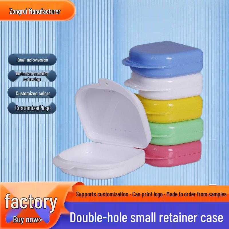 Double-Sided Dental Retainer & Denture Storage Box with Holes, Portable & Invisible Braces Holder