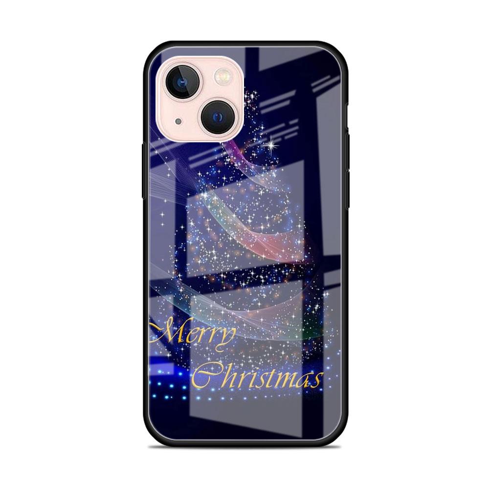 Snow Merry Christmas Glass Case For Apple iPhone 13 14 11 12 Pro 7 XR X XS Max 8 6 6s Plus 13Pro Tempered Phone Cover
