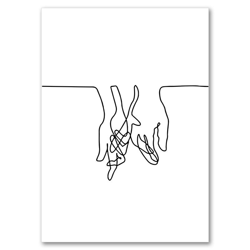 Linea astratta mamma bambino mano cuore minimalista arte murale tela pittura nordica poster e stampe quadri da parete decorazioni per la camera dei bambini
