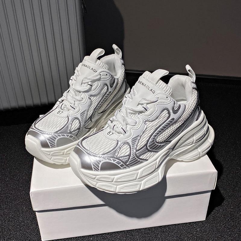 Small height increase platform women's shoes breathable casual sports shoes 2025 spring new versatile fashion dad shoes women