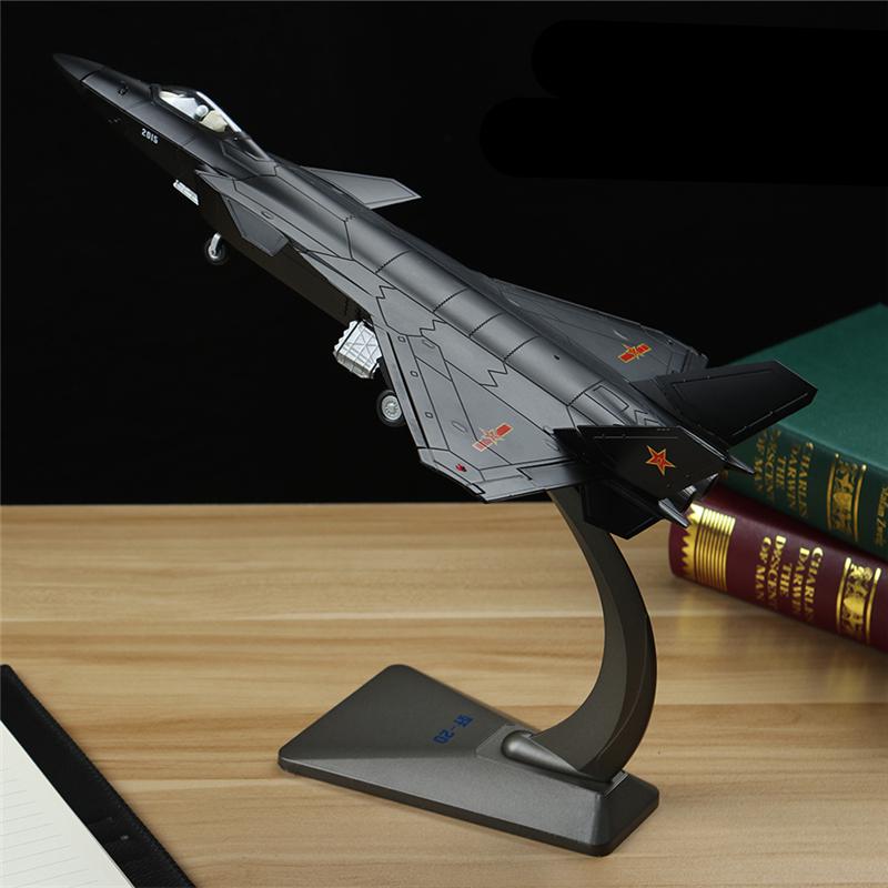 1/100 Scale J-20 Alloy Stealth Fighter Aircraft Airplane Model Simulation Metal Fighter Battle Plane Model Sound Light Kids Gift