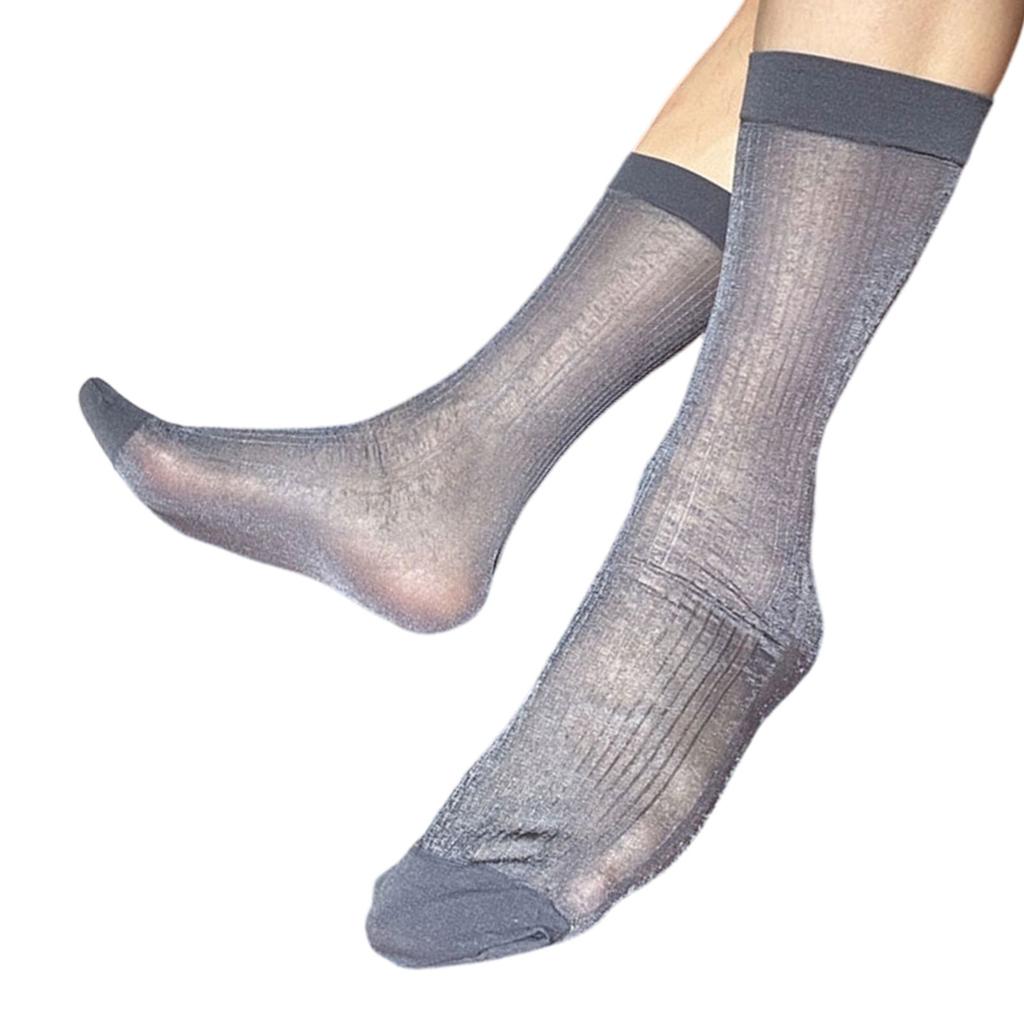 Men's Dress Socks Casual Business Socks Nylon Silk Socks Comfortable Breathable Ankle Socks Lightweight Crew Socks