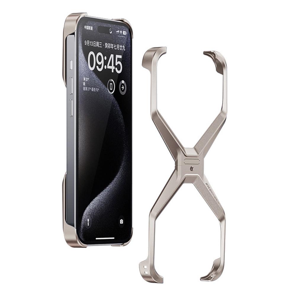For iPhone 16 Bumper Case No Frame Aluminium Alloy X-Shape Phone Cover
