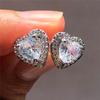 Exquisite Herz Ohrstecker Frauen Hochzeit Partei Schmuck Trendy Elegante Weibliche Schillernde Zirkonia Anmutige Accessoires