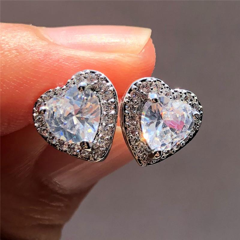 Exquisite Herz Ohrstecker Frauen Hochzeit Partei Schmuck Trendy Elegante Weibliche Schillernde Zirkonia Anmutige Accessoires