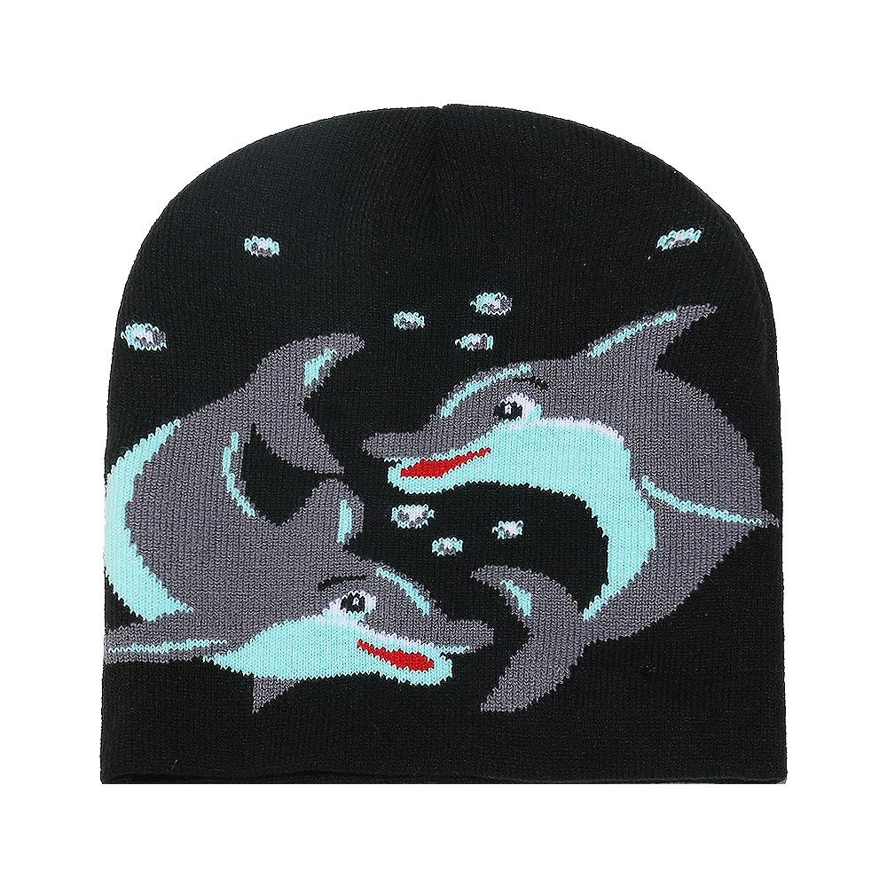 Beanie Cold Hat Female Winter Dolphin Wool Hat Cute Riding Knitted Pullover 2025