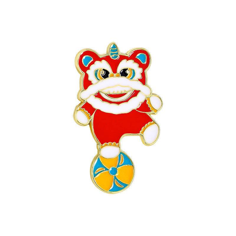 Zinc Alloy Enamel Dropping Brooch, Cute Cartoon Lucky Panda Snake Pattern 2025 Year of the Snake, New Year Festival Decorative Lapel Pin Badge