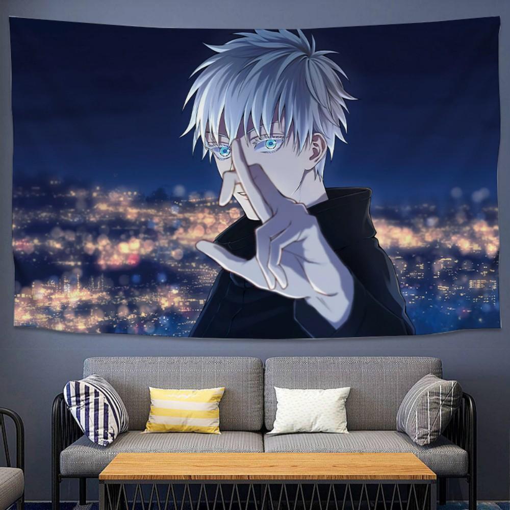 VIKAMA 2D Anime Hintergrund Wandteppich für Studentenwohnheim Nachttisch Wandbehang Raumdekoration Stoff Hängendes Tuch