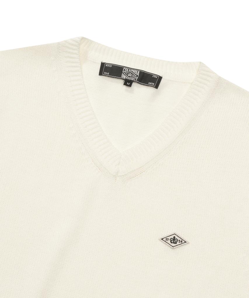 Columbia University 1754 Crown V Neck Vest Sweater Cream