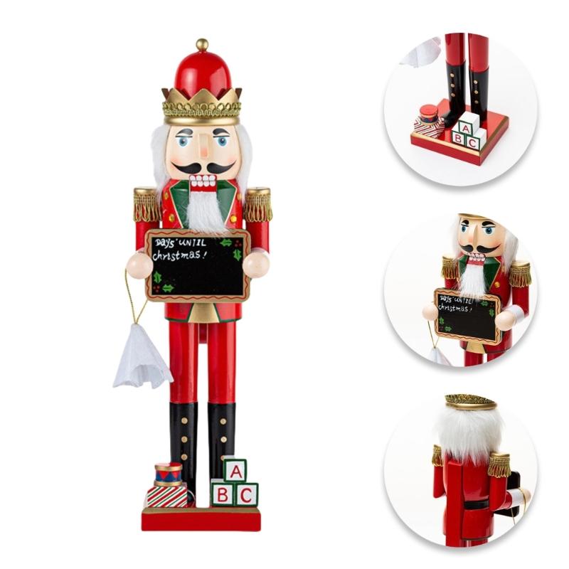 Elegant 38cm Wood Nutcrackers Statue Artistic Tabletop Decoration for Nut Cracking and Display Stylish Desktop Ornament