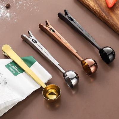 Stainless Steel Multi-Function Coffee Measuring Spoon and Bag Sealing Clip