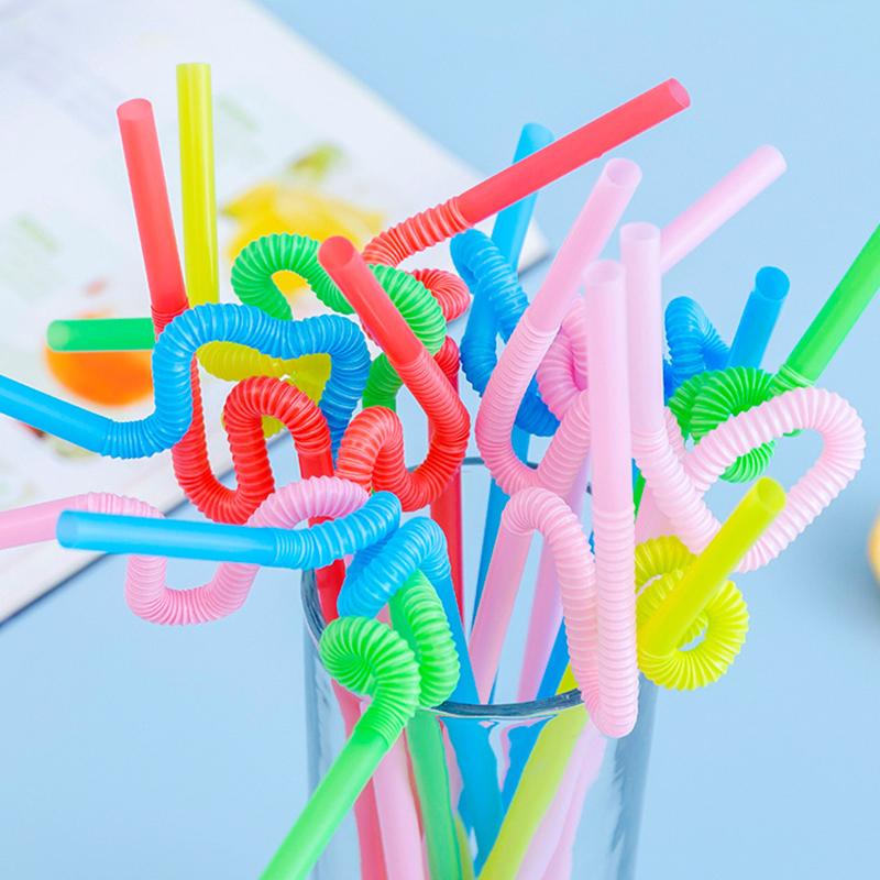 100pcs Colorful Drinking Kunststof Straws Bar Party Wedding Kitchen pajitas plastique Beverage Straw