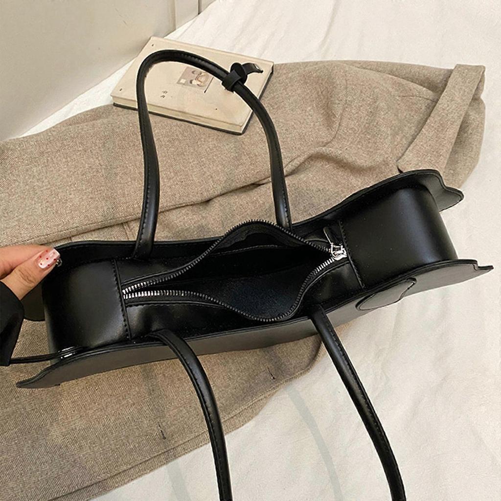 Praktische Dackel Umhängetasche PU-Leder Achseltasche Lässige Armtaschen für Pendeln und Freizeitaktivitäten Schwarz