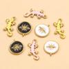 18K Gold-Plated Honeybee & Gecko Pendant - Stainless Steel DIY Jewelry