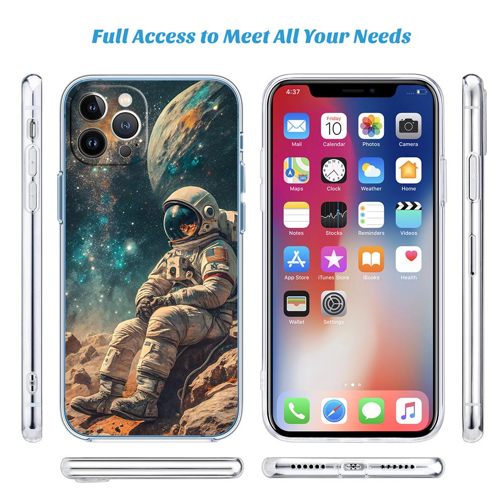 PP7 Astronaut Space Moon Soft Shell Transparent Phone Case for Motorola Moto G7 G8 G9 G84 G85 G73 G24 G15 Z2 Play Power Plus