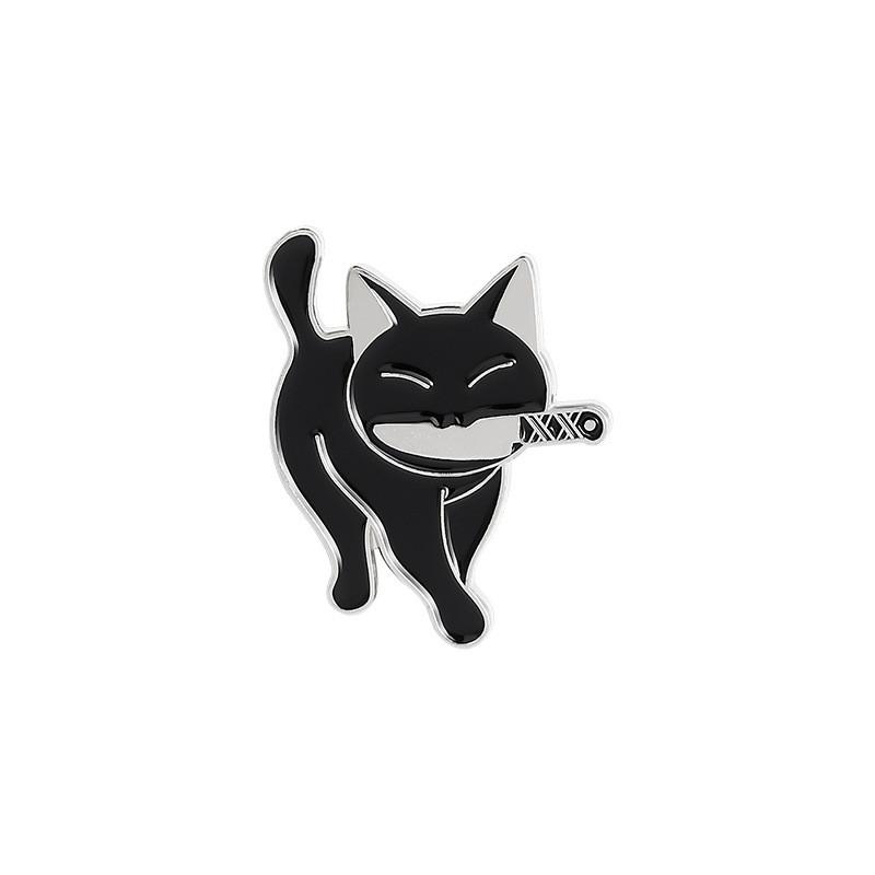 Brooch Playful Cat Unique Black Cat Design Charming Accessory Crafted From Alloy Durable