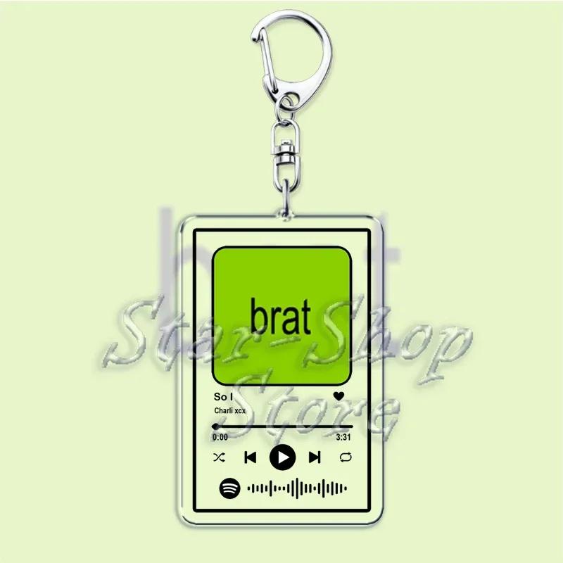 Hudba Charli XCX Brat Album Klíčenky Horké Písně Playlist Přívěsek Klíčenka na Doplňky Taška Klíčenka Kroužek Šperky Dárky pro Fanoušky