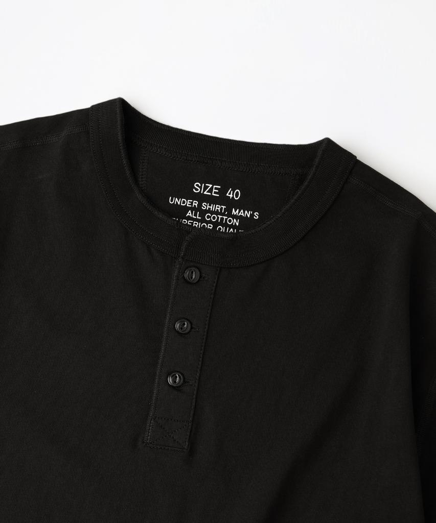OUTSTANDING Henley Neck Half Sleeve Tee_Black