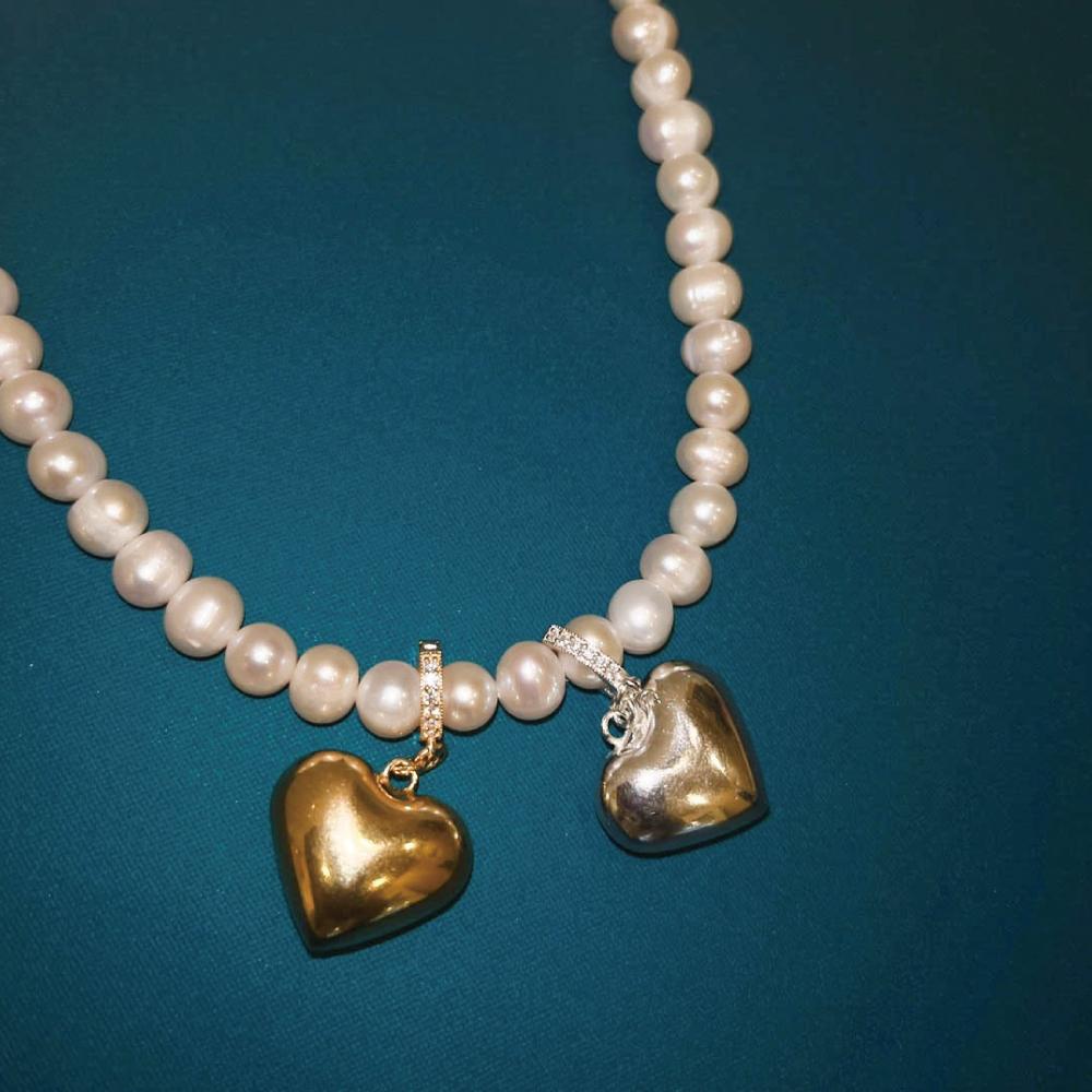 My Omelet [92.5 Silver] Mermaid Heart Pearl Necklace