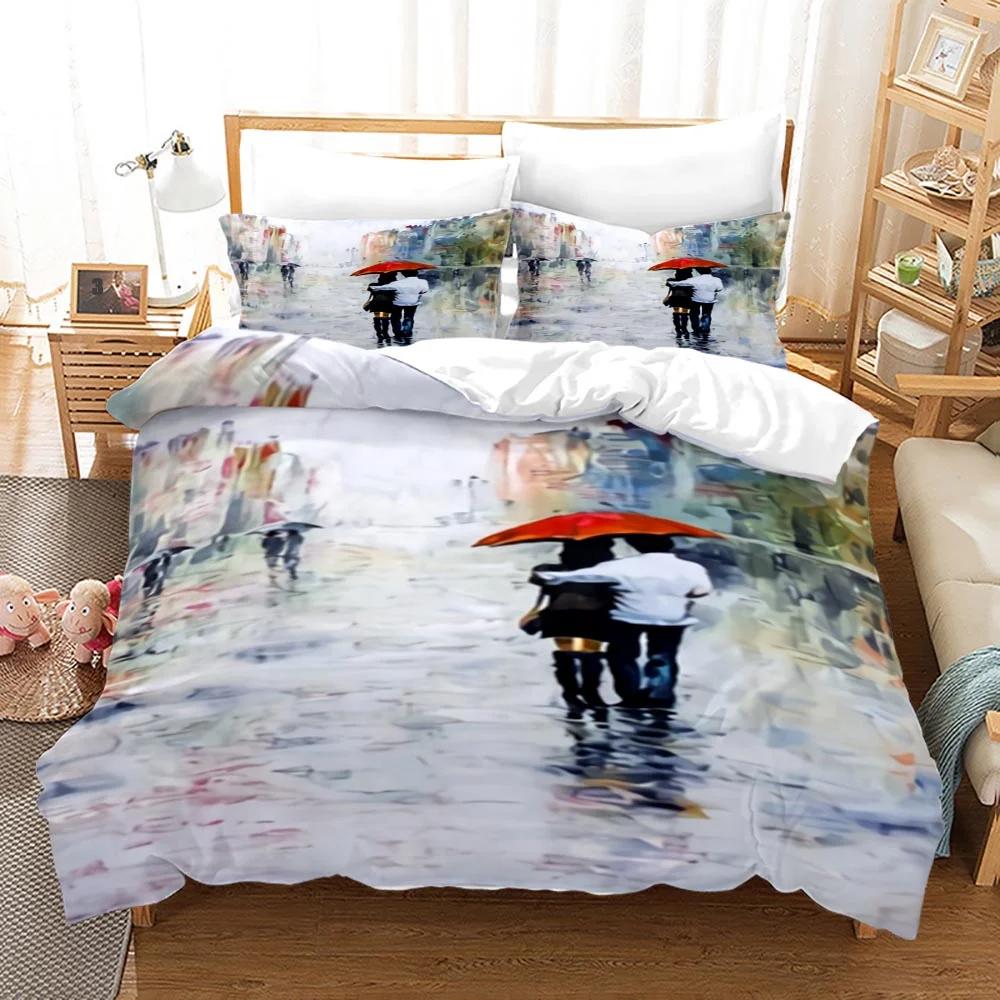 Comforter Couple Theme Valentine'S Day Present For Couple Wife Polyester Bedding Set King Queen Full Size Comforter