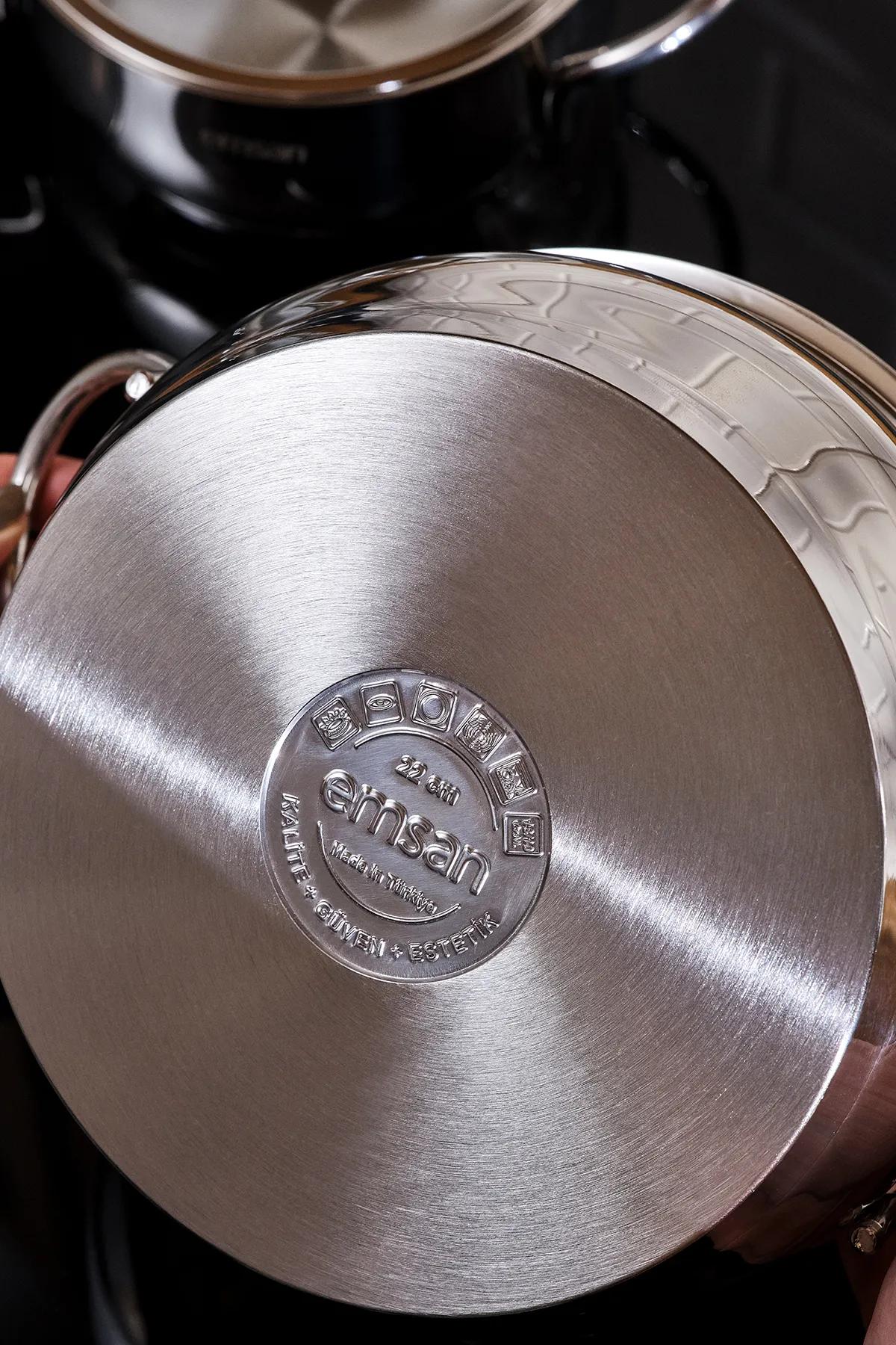 Emsan Cemre Set Pentole In Acciaio Inox - 8 Pezzi, Lavabili In Lavastoviglie