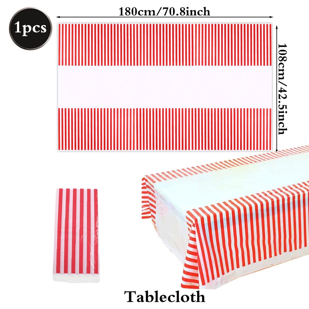 Carnival Party Circus Animal Paper Plate Cup Napkin Red and White Striped Tablecloth For Kids Birthday New Year Carnival Party