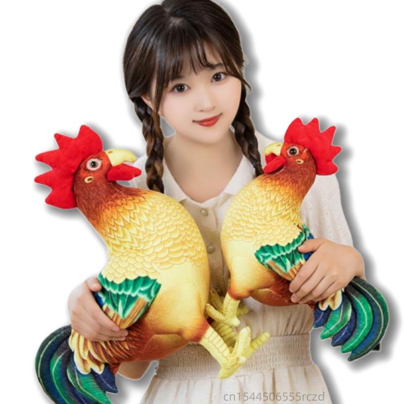 34/44cm Fun Simulation Rooster Plush Doll Pillow Red Standing Realistic Chicken Plush Toy Home Decoration Gift For Boys Girls
