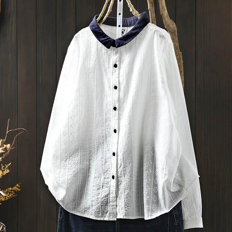 

Shirt for Women Summer Oversize Cotton Loose Casual Long Sleeve Soft Loose Shirt Top XXXL белый