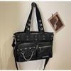 Cross-border Dark Heavy Industry Rivet Tote: Niche Design Large Capacity Trendy Biker Shoulder Crossbody Bag