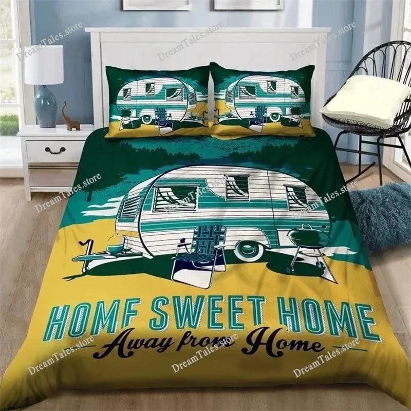 Camping Car Duvet Cover Travel Theme Bedding Set Cartoon Animal Camping Comforter Cover Full King for Teens Adult Camper Gifts74