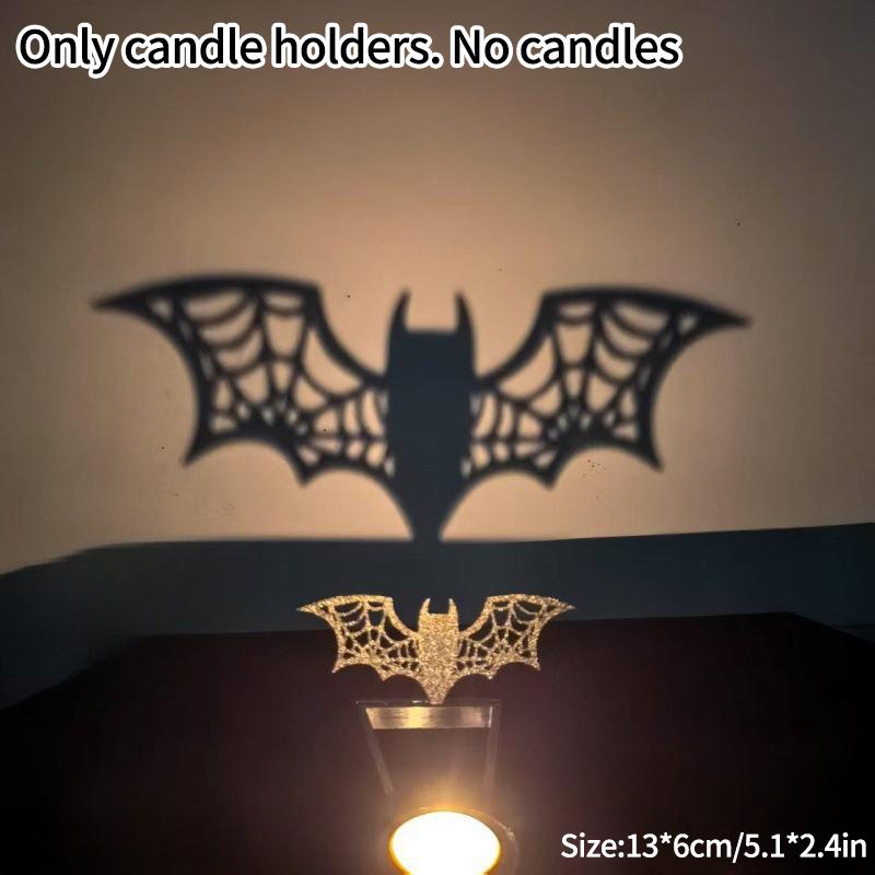 Halloween Candle Holder Decoration Gothic Skeleton Candlestick Ghost Shadow Tealight Stand Spooky Scary Ornaments Home Decor