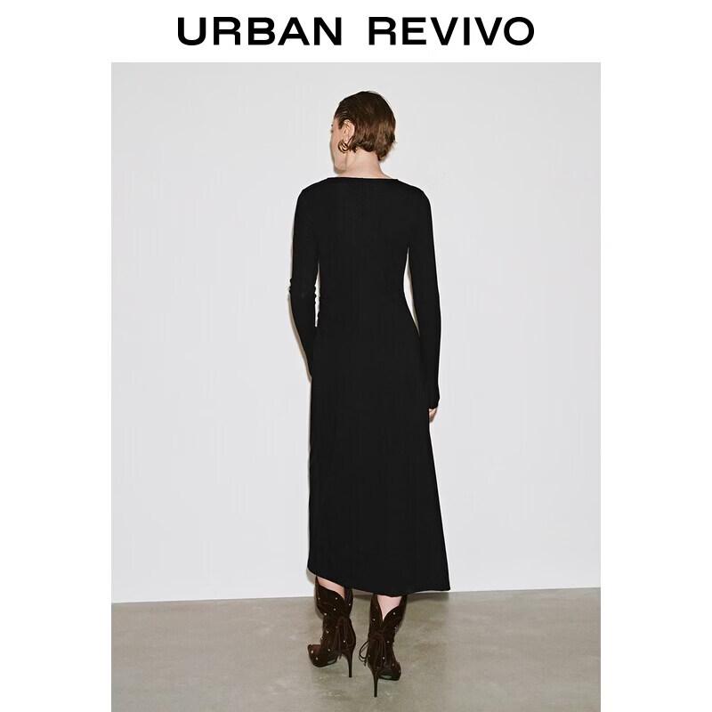UR Women's Elegant Pleated Long Sleeve Dress