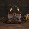 Damen Luxus Handtasche 2024 Neue Vintage Handgemachte Leder Geschnitzt Frauen Tote Tasche Vielseitig Weibliche Shopping Schulter Umhängetaschen