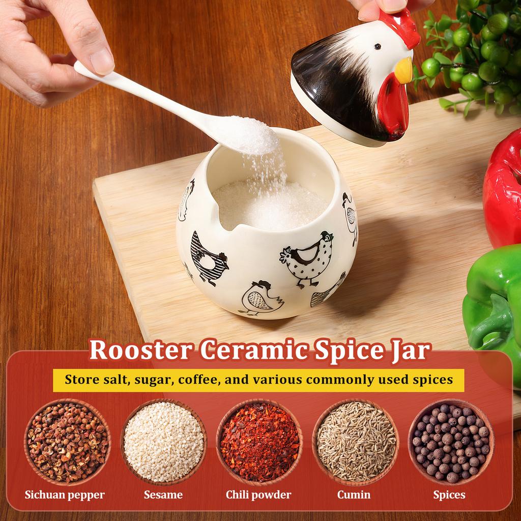 Salt Seasoning Jars Pepper Jar Ceramic Condiment Box Storage Pot Rooster Shape Spice Container Sugar Coffee Function Multi Bowls