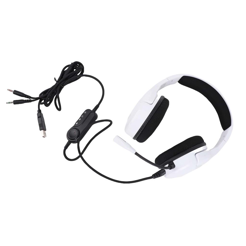 3.5mm Gaming Headset with Directional Microphone, Over Ear Game Headset with RGB Lighting, Volume Control for Smartphone, Laptop, Desktop PC, Gami