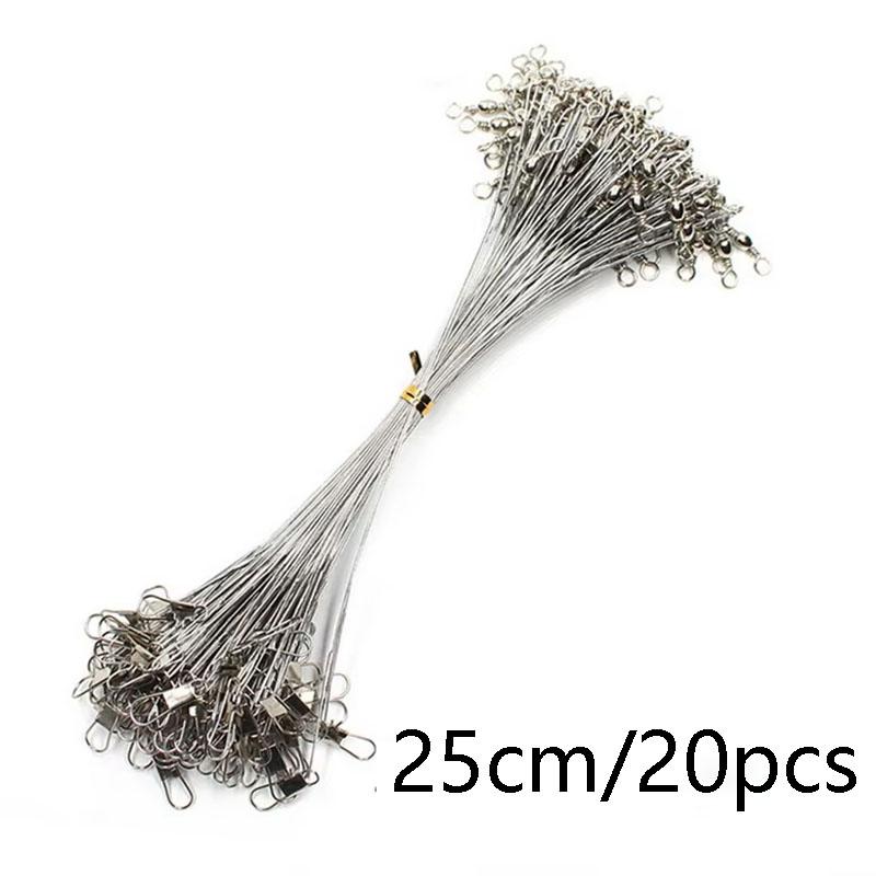 20PCS 10CM-30CM Anti Bite Steel Fishing Line Steel Wire Leader With Swivel Fishing Accessory Lead Core Leash Fishing Wire