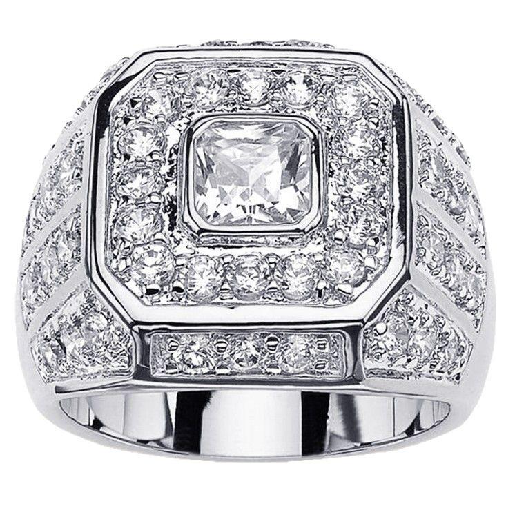 

Sanjie Европейское и американское мужское кольцо хип-хоп с позолотой и цирконом – Модные украшения Size 8