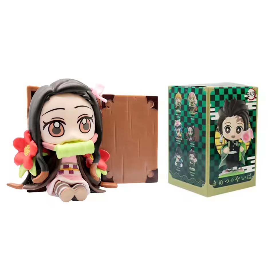 sold 1-12pcs Anime Demon Slayer Model Tanjiro Kamado Nezuko cartoon figure PVC model ornament child Christmas Halloween gift