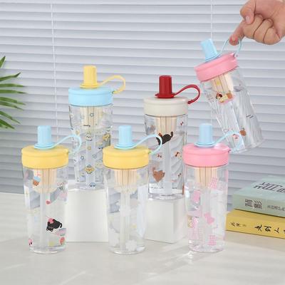 Portable 700ml Straw Cup Animal Large Capacity Cup With Lid Straw Drinkware Water Bottle for Juice Milk