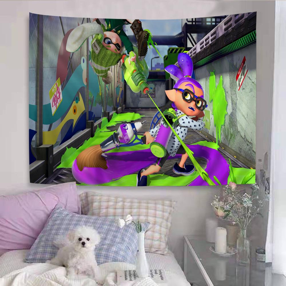 Splatoon Game Tapestry Floor Mat NonSlip Laundry Room Mat Laundry Decor Balcony Child Living Room Household Carpets